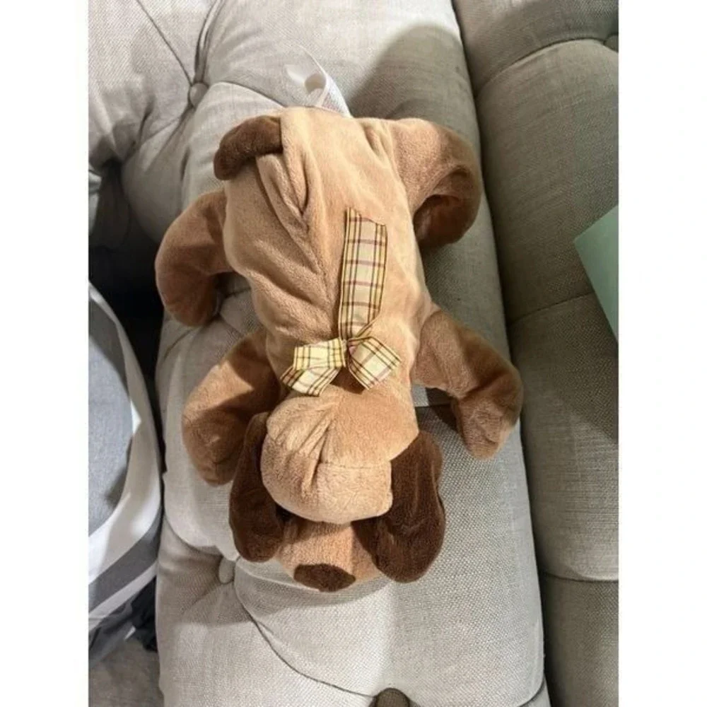 Best Made Toys Tan Brown Puppy Dog‎ Plush w/ Plaid Bow Stuffed Animal Toy 2013